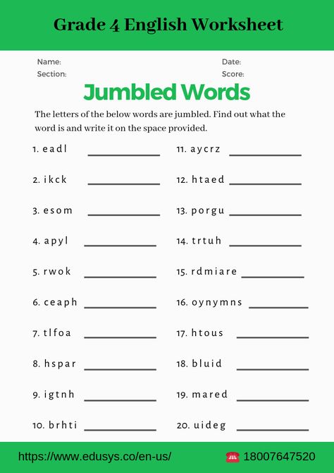 #education #schooleducation #worksheet  #schoolworksheet #school #practiceworksheet #studentworksheet #learning #englishlearning #englishworksheet #englishvocabularyworksheet #practiceworksheet #4thgradeworksheet #grade4worksheet #worksheetforclass4 #grade4studentworksheet #grade4englishworksheet Scrabble Spelling Worksheet, English Worksheets For Grade 4 Grammar, Spelling Worksheets 4th Grade, Scramble Words Worksheet, 4th Grade English Worksheets, Jumbled Words Worksheets, 4th Grade Vocabulary Words, Live Worksheet, Text Features Worksheet