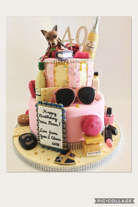 40th Birthday cake. All her favourite things My Favourite Things Birthday Cake, Favorite Things Birthday Cake, 40th Birthday Cake For Women, 50th Birthday Cake For Women, 40th Birthday Cake, 40th Cake, Daughter Birthday Cards, 40th Birthday Cakes, Birthday Cakes For Women