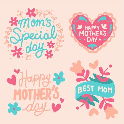 Hand drawn style mother's day label set ... | Free Vector #Freepik #freevector #label #design #badge #mothers-day Mothers Day Graphic Design, Newsletter Design Layout, Happy Mothers Day Banner, Mother's Day Banner, Coffee Quote Svg, Mother's Day Background, Mother's Day Gift Card, Card Inspo, Mothers Day Decor