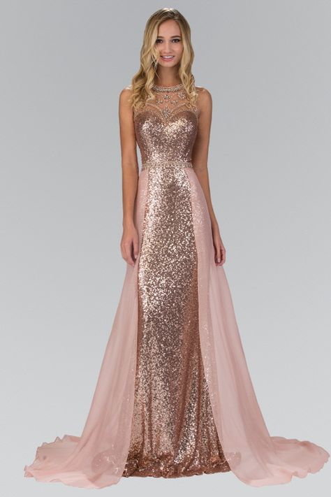 Rose Gold Prom Dress, Rose Gold Sequin Dress, Sequined Gown, Prom Dress With Train, Prom Dresses 2016, Gold Bridesmaid Dresses, Fab Dress, Gold Gown, Senior Prom Dresses