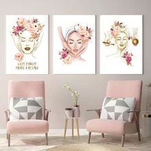 Spa Artwork Wall Decor, Beauty Salon Wallpaper, Beauty Salon Wall Art, Salon Wallpaper, Flex Banner Design, Esthetician Room Decor, Esthetics Room, Salon Wall Art, Makeup Room Decor