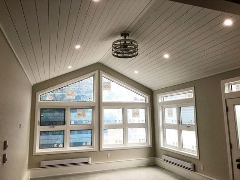 Griffels Custom Millwork on Instagram: “This amazing shiplap vaulted ceiling can be found in the brand new addition created by @skoggdesign!!!! Again love the Greys used here!!!…” Shiplap Ceiling Vaulted, Shiplap Vaulted Ceiling, Shiplap Ceiling, Ship Lap, Custom Millwork, Backyard Remodel, Vaulted Ceilings, House With Porch, Vaulted Ceiling