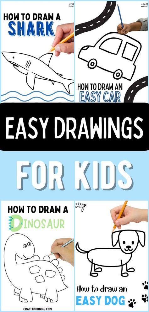 kids drawing tutorials Step By Step Drawing Preschool, Quick Drawing Tutorial, How To Draw For Kindergarten, Step By Step Drawing For Kindergarten, How To Teach Drawing To Kids, Kids How To Draw Step By Step, Drawing Steps For Beginners, Drawing For 5 Yrs Old, Easy Kids Drawings Step By Step