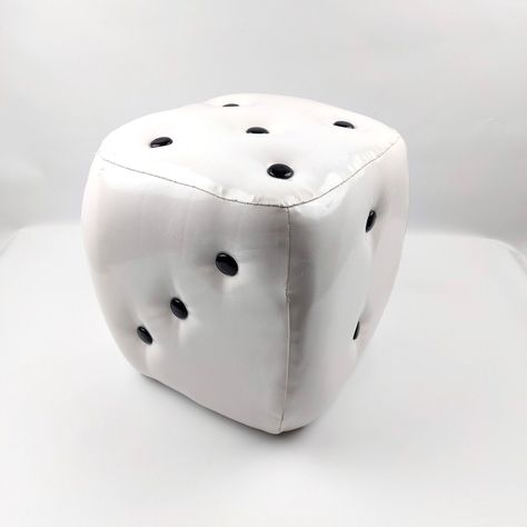 Vintage white dice stool quirky retro black and white ottoman footstool Black And White Ottoman, Dice Stool, Retro Black And White, White Ottoman, Ottoman Footstool, Detailed Pictures, White Vintage, Belgium, Living Furniture