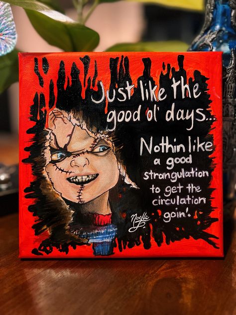 Chucky Painting Canvas, Chucky Painting, Chucky Drawing, Market Painting, Chucky Halloween, Graphic Communication, Painting References, Easy Canvas, Simple Canvas Paintings