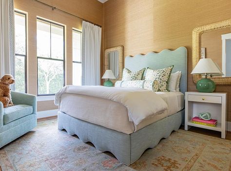 Oyster Creek Collection on Instagram: “scallop for dayssssss! our winnie bed + michelle nightstands + marfa swivel =‘a great combo! @oystercreekcollection @oystercreekstudios…” Oyster Creek Studios, Rounded Headboard, Headboard Shapes, Soft Edges, Room Redo, Living Table, Sofa Shop, Guest Bedrooms, Upholstered Furniture