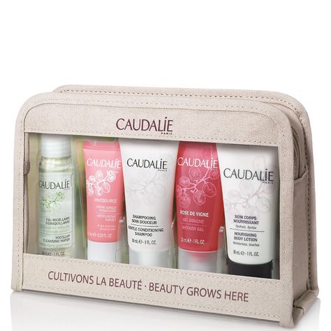 Caudalie Travel Kit Travel Set Packaging, Grape Water, Travel Size Beauty Products, Improve Skin Tone, Rose Fragrance, Beauty Lounge, Hair And Beauty Salon, Beauty Packaging, Travel Kits