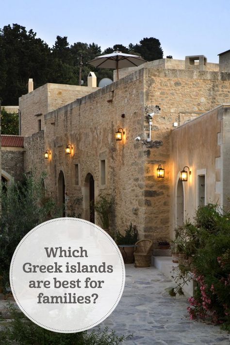 Which Greek islands are best for families? – The i-escape blog Best Greek Islands For Families, Stone Wall Decoration, Island Holidays, Best Greek Islands, Home Idea, Village Hotel, Greek Villas, Olive Press, Greece Hotels