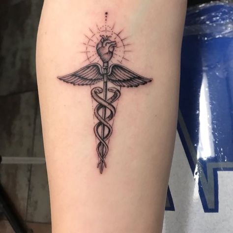 Medical Tattoos For Women, Medicine Tattoo Ideas, Drew Tattoo, Medicine Tattoo, Nursing Tattoos, Atomic Tattoo, Medical Tattoos, Tattoo Pricing, Caduceus Tattoo