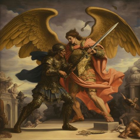 Archangel Michael Painting, Church Aesthetic, Arte Alien, Angel Artwork, Heaven Art, Rennaissance Art, Angel Images, Beautiful Angels Pictures, Religious Paintings