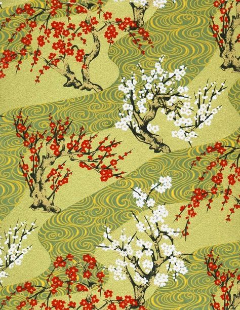 Japanese Chiyogami Yuzen Paper  approx A4 by Geraldinesupplyshop, $2.95 Fabric Tiles, Chiyogami Paper, Miniature Embroidery, Japanese Art Prints, Paper Place, Japanese Textiles, Japanese Patterns, Plum Blossom, Japan Art