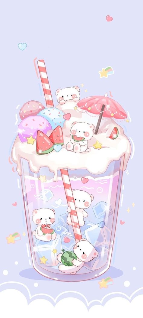 Iphone Wallpaper Kawaii, Wallpaper Iphone Cute, Cute Cartoon Wallpapers, Teddy Bears, Wallpaper Iphone, Cute Cartoon, Bears, Iphone Wallpaper, Ice Cream