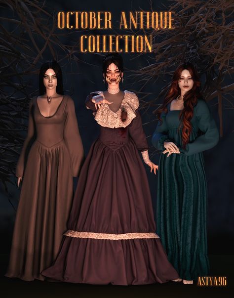 Sims 4 Witch Dress, Sims 4 Witch Cc, Sims Rooms, Witch Outfits, Sims 4 Decades Challenge, Vampire Dress, Sims Medieval, Alpha Cc, Sims Packs