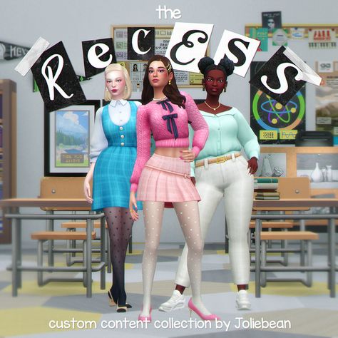 The Recess Collection by Joliebean | Patreon The Sims 4 Packs, Sims 4 Mm, Sims4 Clothes, Sims 4 Collections, Best Sims, Sims4 Cc, Sims 4 Cas, Sims 4 Game, School Uniforms