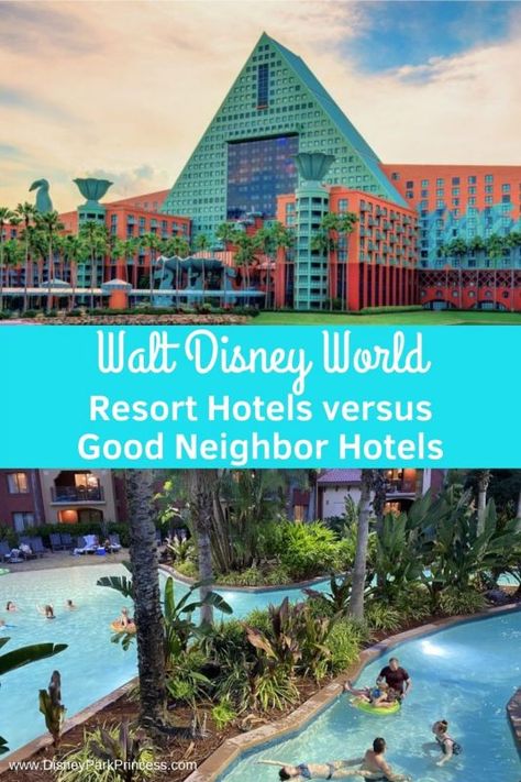 Are the Good Neighbor Hotels at Walt Disney World a better deal than the On-Site Hotels? Disney World For Adults, Family Traveling, Disney World Secrets, Disney Resort Hotels, Disney World Christmas, Disney World Hotels, Disney World Food, Disney World Magic Kingdom, Disney Hotels