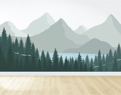 Mountain Wall Decal Nursery, Woodland Mural, Mountain Wall Mural, Mountain Mural, Forest Mural, Woodland Wall, Forest Wall Mural, Nursery Mural, Forest Wall