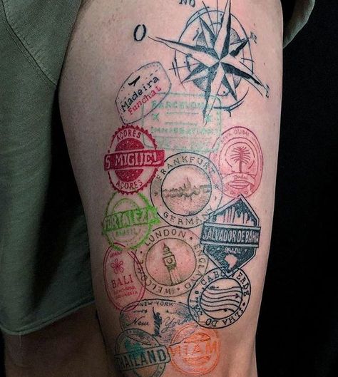 62 Travel Tattoo Designs from Around The World – Round the World Magazine World Travel Tattoos, England Tattoo, Travel Tattoo Ideas, Germany Tattoo, Ireland Tattoo, World Map Tattoos, Globe Tattoos, Wanderlust Tattoo, Country Tattoos