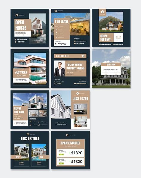 Real Estate Instagram Post Template PSD, XD Property Instagram Post, Real Estate Posts For Instagram, Real Estate Instagram Post, Inmobiliaria Ideas, Real Estate Instagram, Tourism Services, Real Estate Social Media, Real Estate Ads, Social Media Advertising Design