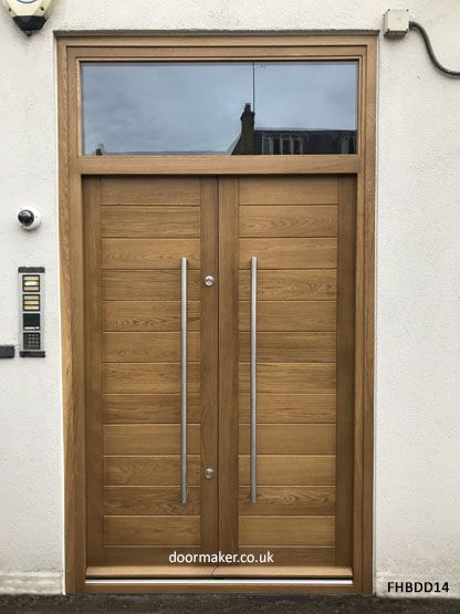 Contemporary Front Doors, oak iroko and other woods, Bespoke Doors Wooden Double Front Doors Modern, Modern Double Doors Entrance, Double Door Design Wood, Wooden Double Front Doors, Normandy House, Timber Front Door, Wooden Double Doors, Main Doors, Oak Front Door