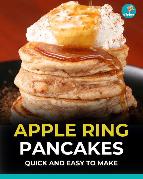 These apple ring pancakes are the perfect twist on your favorite breakfast meal. It's sweet, delicious, and fun to make! Apple Pie Filling Pancakes, Pancake Apple Rings, Apple Ring Pancakes, Apple Turnover Recipe, Cornbread Muffins Recipe, Slushie Recipe, Apple Rings, Apple Pancakes, Homemade Applesauce