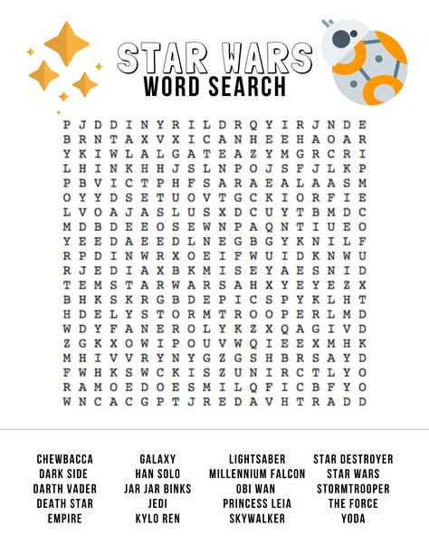 4 Super Fun Star Wars Activities - Marcie in Mommyland Star Wars Word Search, Star Wars Activity Sheets, Star Wars Coloring Sheet, Star Wars Activities, Star Wars Classroom, Jedi Training, Star Wars Crafts, Activity Workbook, Printable Star