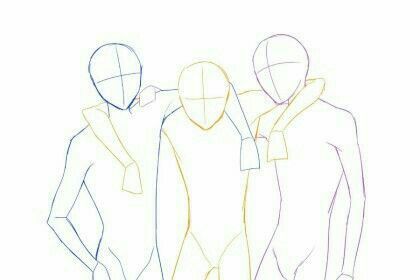 3 Person Poses Drawing Friends, How To Draw Clothes, Sketch Pose, Draw Clothes, Drawing Bases, Friends Sketch, Person Drawing, Drawing Body Poses, Sketch Poses