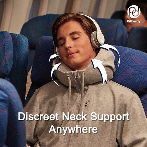 Pillowdy Full-Zip Hoodie with a Built-in Inflatable Neck Pillow-Easy to inflate and Perfect for Traveling Driving Camping Get Some Rest (Gray, Small) Get Some Rest, Coolest Gadgets, Travel Pillows, Family Video, Neck Support, Perfect Pillow, Neck Pillow, Full Zip Hoodie, Cool Gadgets