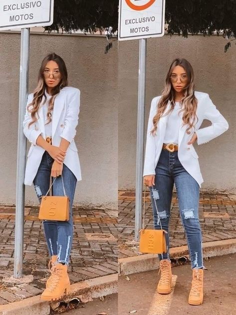 Outfit Blazer Blanco Casual, White Blazer Outfit Casual Street Styles, White Blazer Outfit Casual, Blazer Off White, White Blazer Outfits, Blazer Outfits Casual, White Inspiration, Fashion Capsule Wardrobe, Business Outfits Women