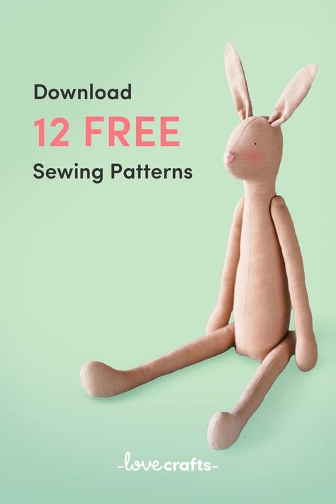 Rabbit Patterns Free Sewing, Rabbit Sewing Pattern Free, Doll Patterns Free Sewing Templates, Free Stuffed Animal Patterns, Pinterest Flowers, Space Clothing, Free Sewing Patterns For Beginners, Small Soft Toys, Bear Patterns Free