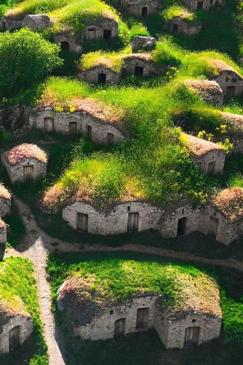 basilicata hidden gem, southern italy Hobbit Shire, Turf House, Earth Sheltered, Italy Wine, Unusual Buildings, Italy Holidays, Dome House, Urban Park, Hobbit House