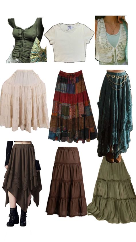 Fairycore, grunge, maxi skirt, summer Maxi Skirt Summer, Cute Maxi Skirts, Fairycore Grunge, Cottagecore Outfits, Hippie Skirts, Maxi Skirt Outfits, Skirt Summer, Hippie Outfits, Really Cute Outfits