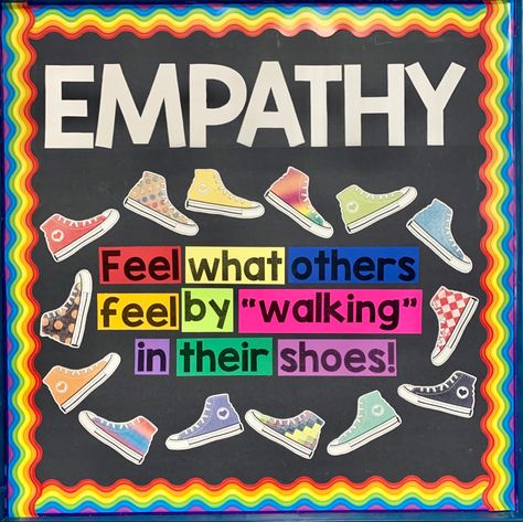 Empathy Board Ideas, Empathy Bulletin Boards For School, Bully Bulletin Board Ideas, Social Emotional Bulletin Board Ideas High School, Mindful Bulletin Board Ideas, Junior High Bulletin Boards, Compassion Bulletin Board Ideas, Empathy Bulletin Board, Character Strong Bulletin Board