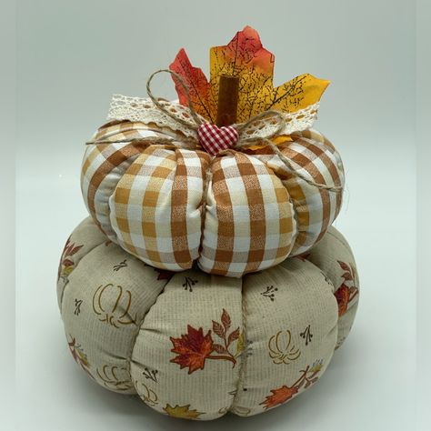 Cloth Pumpkins, Stuffed Pumpkins, Stuck Together, Fall Pumpkin Crafts, Beautiful Scrapbook Layouts, Fall Decor Diy Crafts, Fall Stuff, Sewing Basket, Diy Jar Crafts