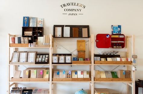 This is the famous Traveler's Notebook from the Traveler's Company Japan (formerly Midori) and is a must have for travelers and spirited explorers alike. It starts out as a basic notebook with a leather outer. But then you begin to add things; extra notebooks, kraft files, brass accessories etc. Make it as thick as you like and attach plastic pockets to keep important travel information safe. As you travel through life it becomes a catalogue of your personal adventures. Notebook Hacks, Store Experience, Midori Notebook, Daily Sketch, Bullet Journal Hacks, Craft Stalls, Journal Travel, Mind Maps, Travellers Notebook