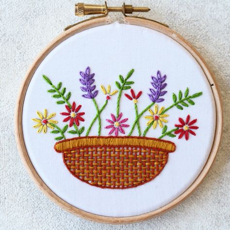 Flower Basket Embroidery, Bouquet Diy Gift, Basket Embroidery, Fish Clipart, Beginner Embroidery, Beginner Embroidery Kit, Abstract Embroidery, Diy Embroidery Kit, Dress Embroidery