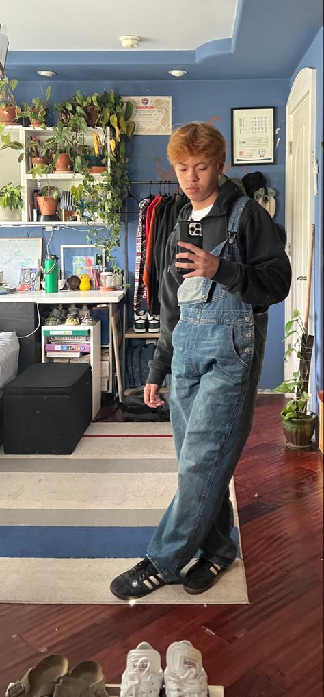 #clothing #clothes #fit #overalls #denim Styling Overalls Men, Dickies Overalls Outfit Men, Overalls Men Fashion 90s, Men Fashion 90s, Dickies Overalls Outfit, Overalls Outfit Men, Overalls Men Fashion, Styling Overalls, Dickies Overalls