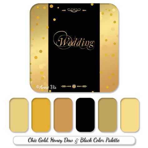 Black And Gold Color Pallet, Black Gold Colour Palette, Black And Gold Colour Palette, Gold Pallete Color, Black And Gold Color Palette, Bridesmaid Color Palette, Gray Wedding Colors, Honey Brand, Black Gold Wedding