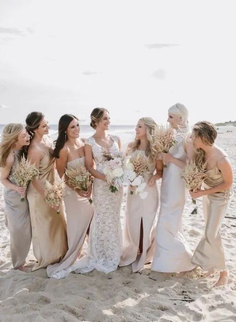 Bridesmaids Neutral, Beach Wedding Bridesmaid Dresses, Beach Bridesmaids, Beach Wedding Bridesmaids, Beach Inspiration, Beach Wedding Colors, Beach Bridesmaid Dresses, Beautiful Bridesmaid Dresses, Surf Club