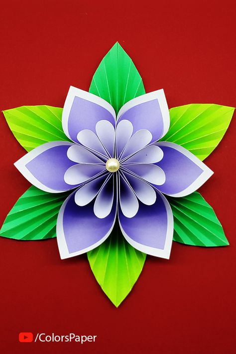 Paper Flower Making Step By Step, Easy Paper Flowers Tutorial, Origami Flowers Diy, Paper Flowers Making, Hanging Paper Flowers, Paper Flowers Tutorial, Simple Paper Flower, Paper Snowflake Patterns, Craft Booth Display