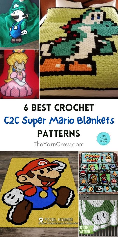 C2c Mario Crochet Blanket, Kirby Blanket Crochet Pattern, Super Mario Blanket Crochet Pattern, Super Mario Crochet Blanket, Pixel Crochet Blanket Pattern, Crochet Mario Blanket, Pixel Art Crochet Blankets, Mario Crochet Pattern Free, Mario Quilt Pattern