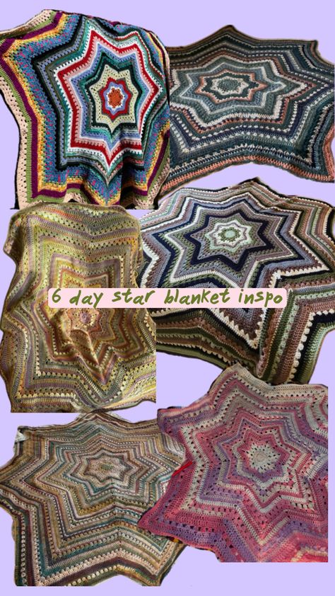 6 Day Star Blanket, Crochet Star Blanket, Star Blanket, Crochet Design Pattern, Crochet Stars, Manta Crochet, Crochet Fashion Patterns, Crochet Tapestry, Quick Crochet