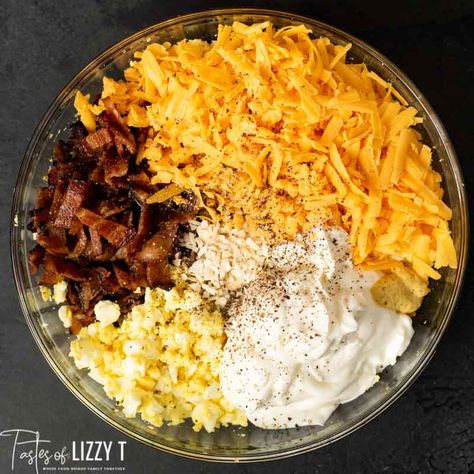 Bacon Cheddar Egg Salad Sandwiches - Tastes of Lizzy T Egg Salad With Dill, Egg Salad Recipes, Keto Sausage Recipe, Chicken Egg Salad, Bacon Egg Salad, Keto Egg Salad, Salmon Meal Prep, Savory Bacon, Smoked Sausage Recipes