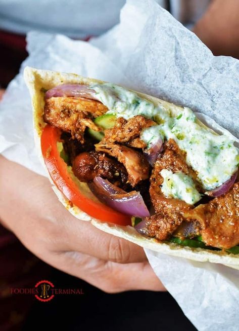 Authentic Greek Chicken Gyros Recipe with Tzatziki Sauce » Foodies Terminal Authentic Greek Chicken, Best Tzatziki Sauce Recipe, Gyro Recipes, Chicken Gyros Recipe, Greek Chicken Gyros, Gyros Recipe, Chicken Lo Mein Recipe, Chicken Gyro Recipe, Tzatziki Sauce Recipe