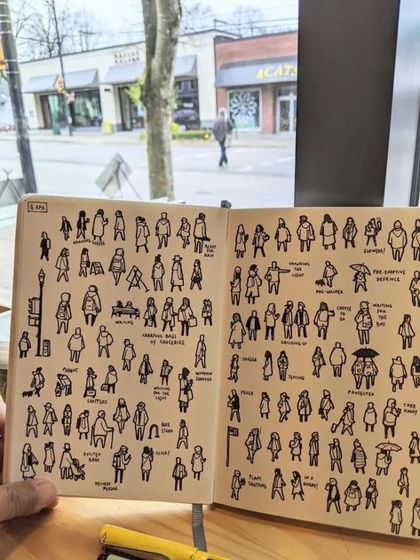 ��심플한 그림, 타이포그래피 포스터 디자인, People Watching, Art Diary, The Cafe, Arte Sketchbook, Sketchbook Inspiration, Urban Sketching, Pen Art