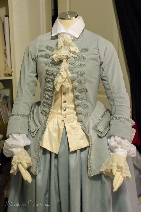 1740s Riding Habit Waistcoat and Shirt ~ American Duchess 1700 Fashion, 18th Century Women, American Duchess, Riding Habit, 18th Century Dress, Rococo Fashion, 18th Century Costume, 18th Century Clothing, 18th Century Fashion