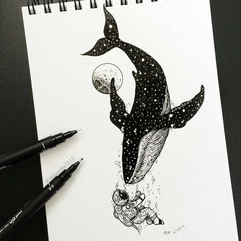 Drawing Astronaut, Moon Astronaut, Constellation Design, Whale Illustration, Whale Tattoos, Space Drawings, Illustration Tattoo, Astronomy Art, White Whale