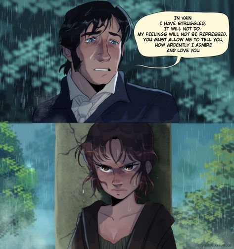 Fanart Collection; by beebeedibapbeediboop | #Prideandprejudice #ElizabethBennet #FitzwilliamDarcy #MrDarcy #art #fanart #illustration #characterdesign #coverart Qualities In A Partner, Screenshot Redraw, Darcy And Elizabeth, Pride And Prejudice 2005, Literature Humor, Elizabeth Bennet, Mr Darcy, Book Memes, Fan Book