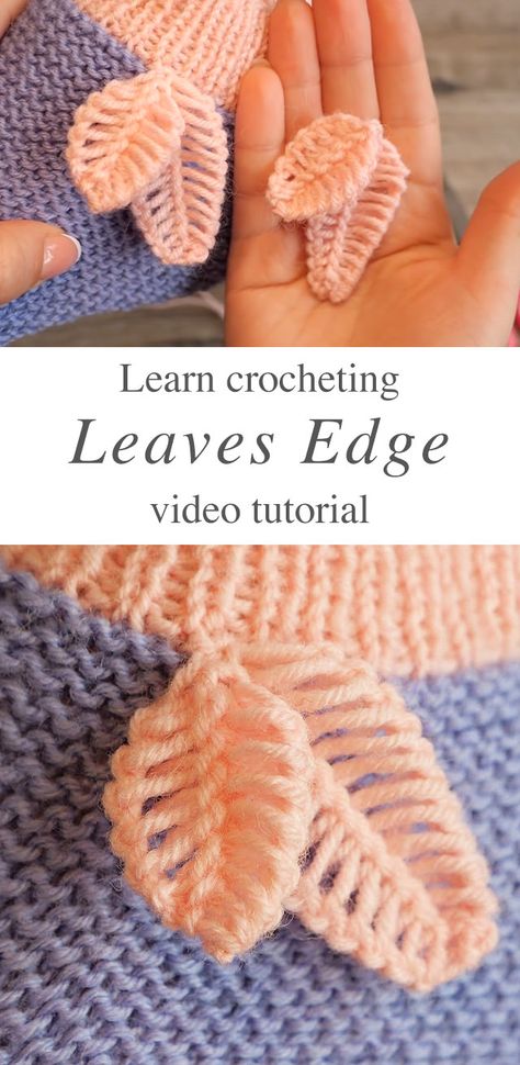 Crochet Leaves Edge For Decoration | CrochetBeja Crocheted Leaves, Crochet Plant, Crochet Leaves, Haken Baby, Crochet Flower Tutorial, Crochet Diy, Crochet Stitches Tutorial, Crochet Flower Patterns, Crochet Applique