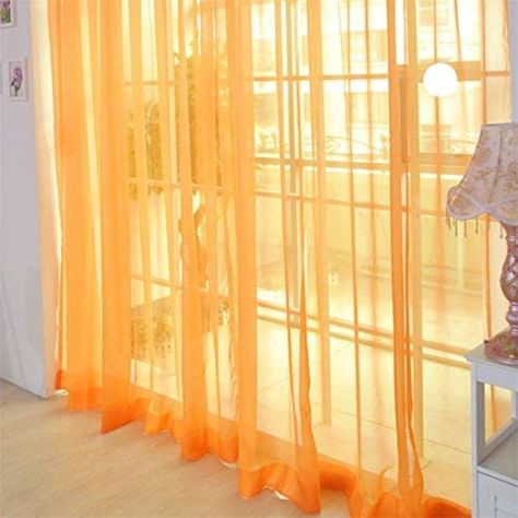 AFUT 100x200CM Decorative Sheer Voile Curtains Sheer Curtains Gauze Curtains Drape Panel Tulle Curtains for Office(Orange) : Amazon.co.uk: Home & Kitchen Orange Curtain, Modern Sheer Curtains, Door Window Curtain, Window Curtains Bedroom, Curtain For Door Window, Tulle Curtains, Solid Orange, Voile Curtains, Sheer Scarf