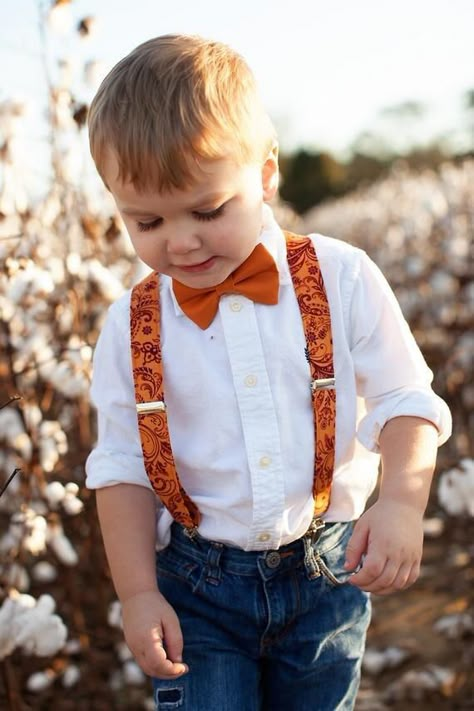 Fall Wedding Ring Bearer, Ring Bearer Outfit Suspenders, Groomsman Suspenders, Burnt Orange Bow Tie, Fall Wedding Ring, Bow Tie Outfit, Wedding Ring Bearer Outfit, Orange Bow Tie, Ring Bearer Suit